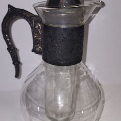 Vintage Silverplate And Glass Claret Jug With Ice Insert