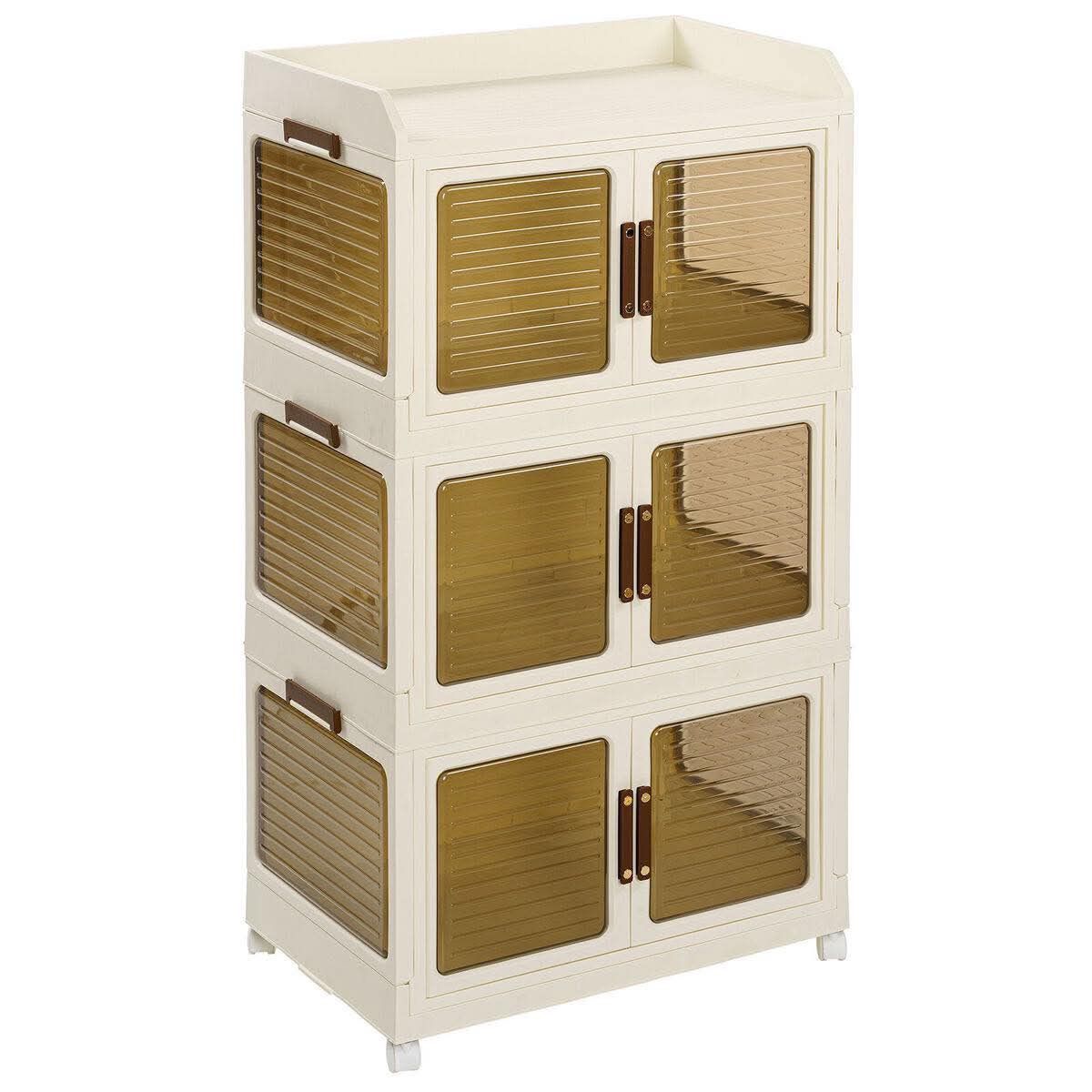 25.6"L x 15.75"W x 46.07"H 3Tiers Large Collapsible Storage Cabinet Box Organizers Storage Container Home