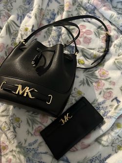 Michael Kors Black Bucket Bag and Wallet Set