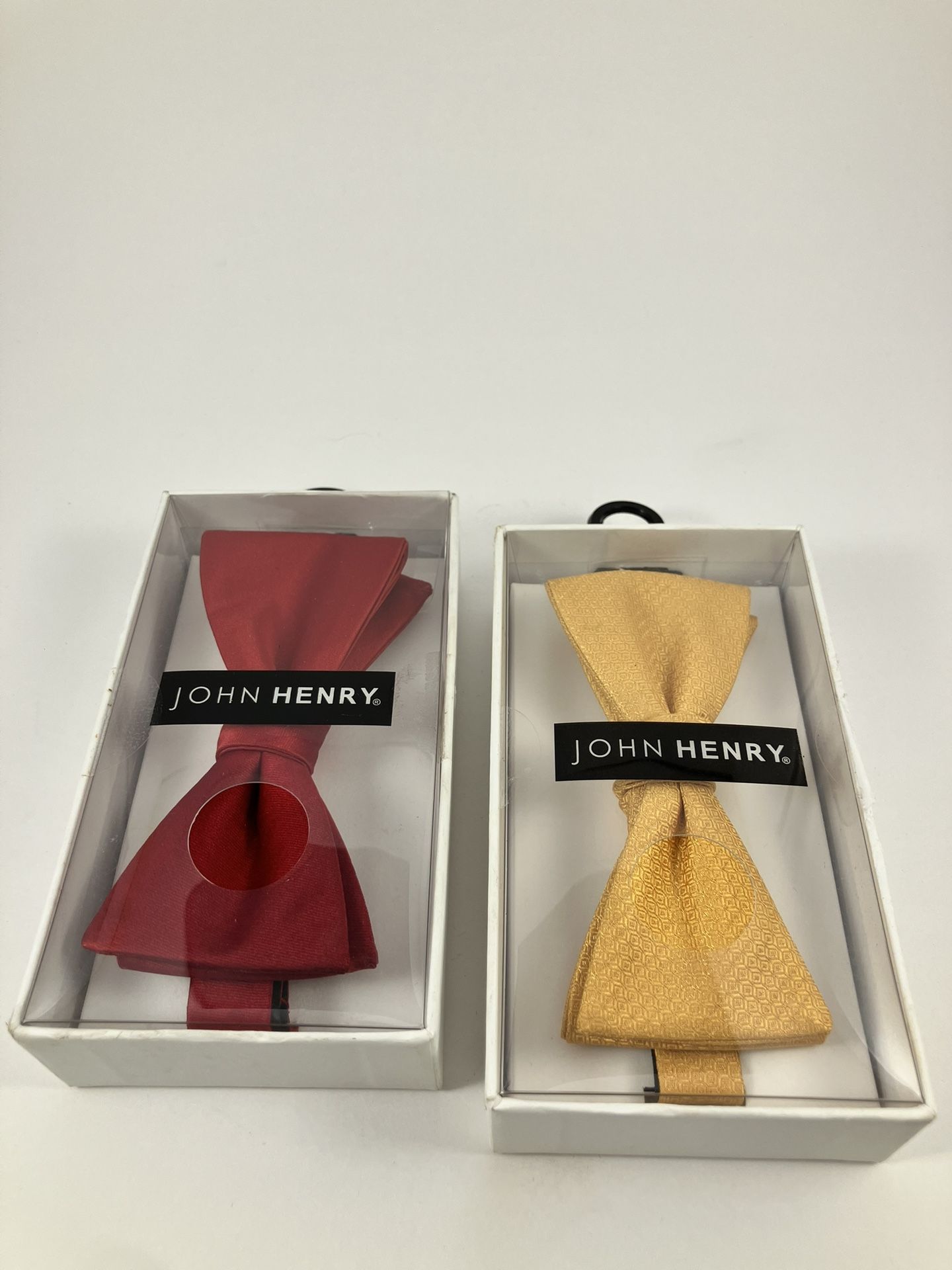 John Henry Red + Gold Silk Bow Ties — 2-Pack Formal / Wedding / Party Set 