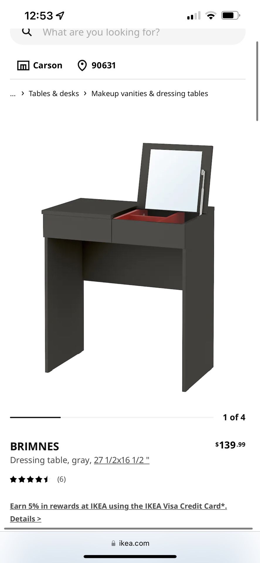 BRIMNES Dressing Table Gray IKEA Desk Table Night Stand for Sale in La  Habra Heights, CA - OfferUp