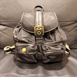 Coach Y2K Nylon Cargo Backpack - Black w/ Gold Hardware Vintage