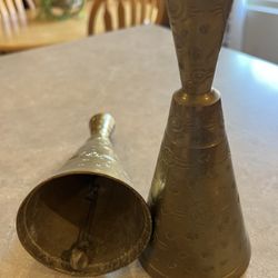 Mid-Century Modern Brass Candle Holder Bells