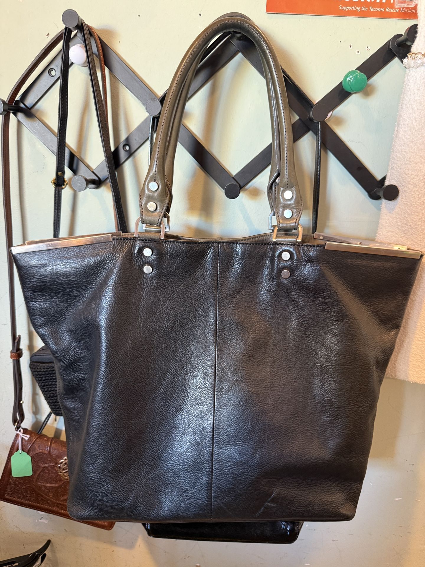 Kenneth Cole Dark Leather Tote Bag