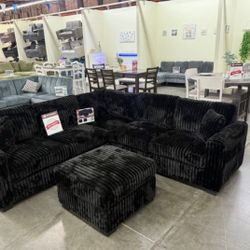 Stunning! Black Sectional With Ottoman  ✅ $529 No Tax
