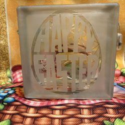 New Easter Etched Glass Block