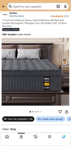 Queen hybrid mattress - firm, 14in
