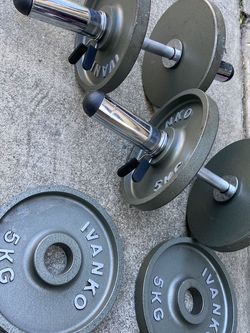 IVANKO IVANKO OM-5kg CAST IRON OLYMPIC PLATES (6x 5KG(11lbs)) DUMBBELL SET!