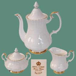 Vintage Royal Albert Val D'Or Bone China Tea Set Teapot Sugar/ Creamer Gold Trim