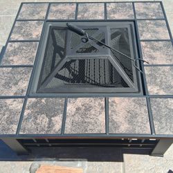 Nature Spring 6-Piece Fire Pit Table 32-in W Steel Square