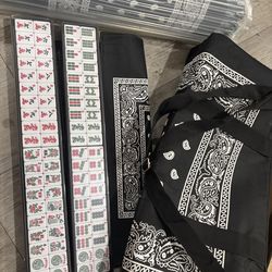 American Mahjong Game Set, 166 Quality White Tiles, 4 All-in-One Color Rack/Pushers, Mahjong Tile Set with Blue Printed Carrying Bag