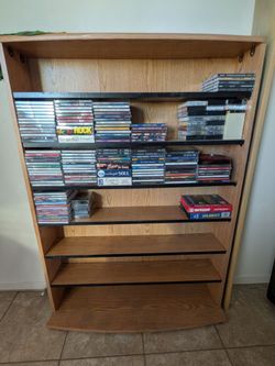 Wood CD Storage Shelf with CD Collection