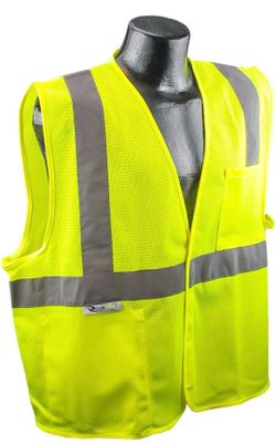 5 Vests- Radians SV2GML Class 2 Mesh Safety Vest, safety Green, Large