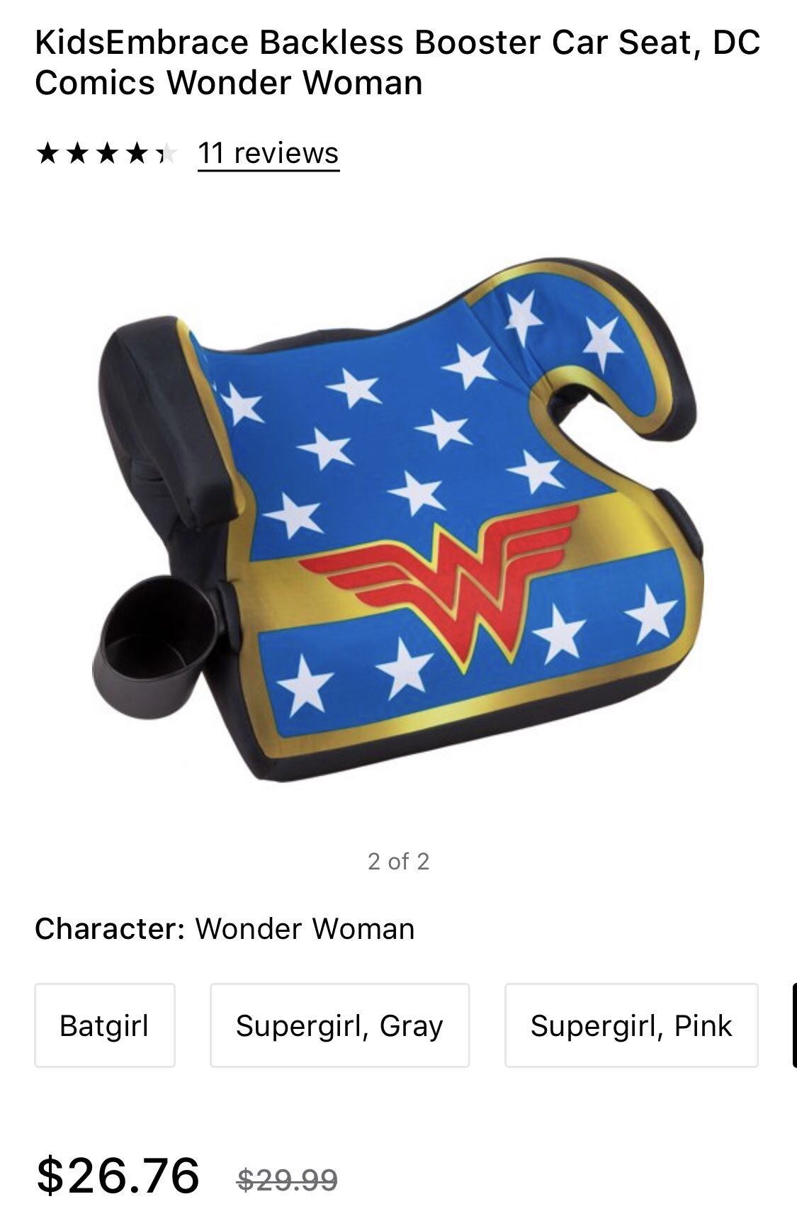 New, in box. Wonder Woman booster seat.