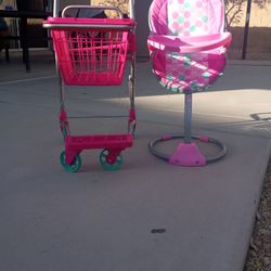 Children's Play Grocery Cart And Baby High Chair 