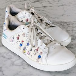 Skechers Girls Youth Go Drive Dogs at Play Spikeless Golf Shoe White Sz 5.5 EUC