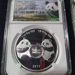 2017 China 1 Oz Silver World's Fair Of Money Denver - Ana Logo Proof Coin 