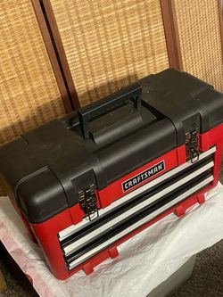 Craftsman 3-Drawer Portable Tool Box Chest - Plastic/Metal Red & Black ,sliding metal trays