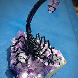 Handmade Scorpion ‘guarding’ Amethyst 