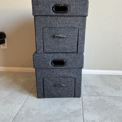 Gray Storage Ottomans Set