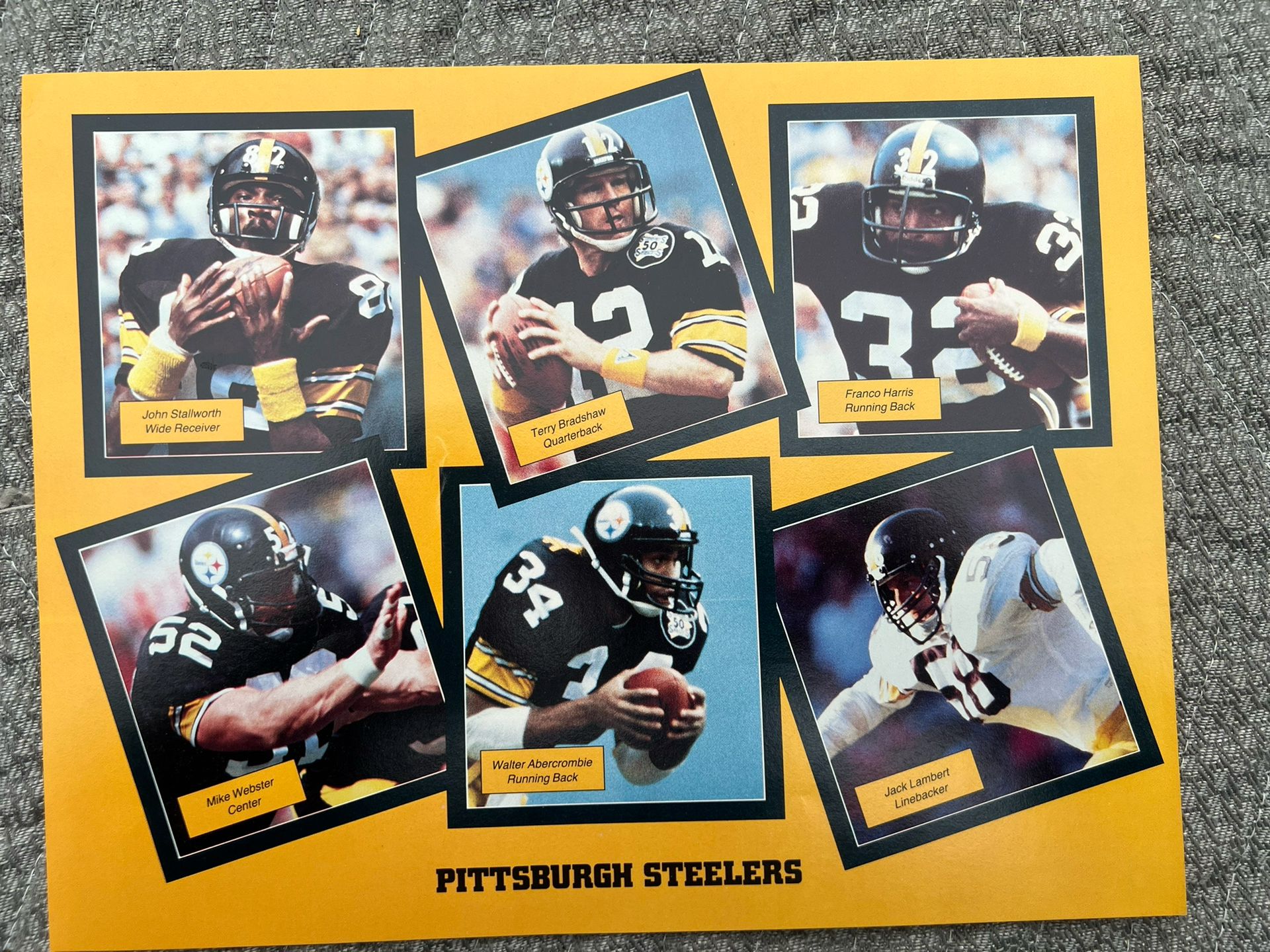 Vintage Pittsburgh Steelers Poster with Steelers Statistics on Back . Rare