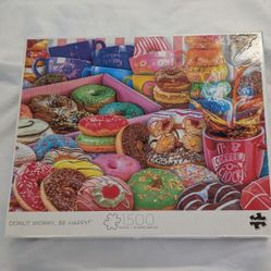 New Buffalo Games Donut Worry, Be Happy 1500-Piece Interlocking Jigsaw Puzzle for Adults Ages 14+