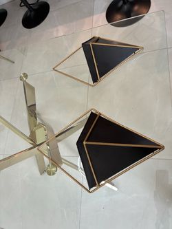 Black and gold geometric planter indoor/outdoor