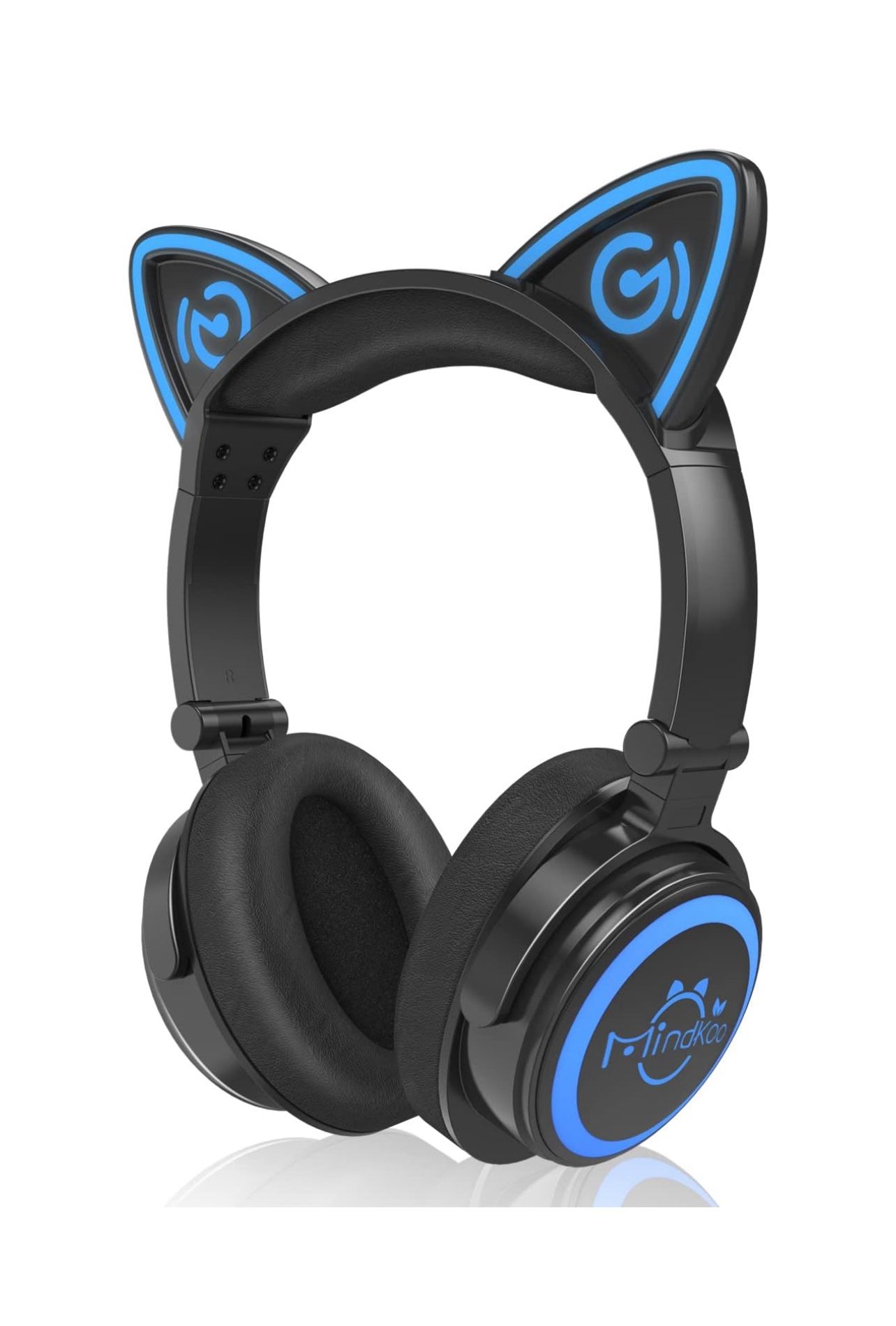 Cat Ear Bluetooth Headphones with Microphone, LED Light Up Over Ear Headphones