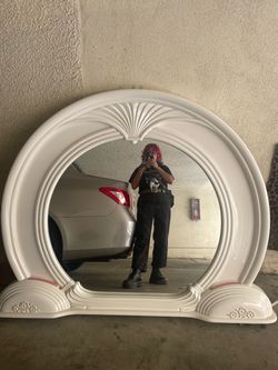 Vintage white lacquered mirror