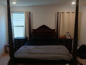 Solid wood bed frame