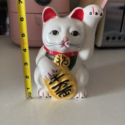 Lucky Cat Good Luck Porcelain Cat