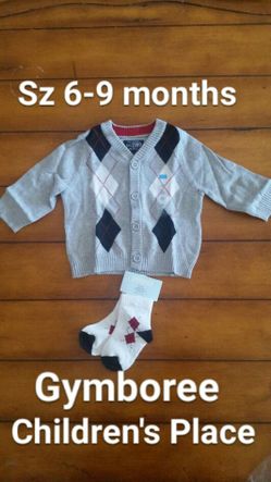 New Sz 6-9 months baby boys Argyle fall winter sweater The Children's Place & matching Gymboree socks nwt Holiday 6M