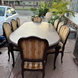 10 Chair Table Set -  Carved Roses