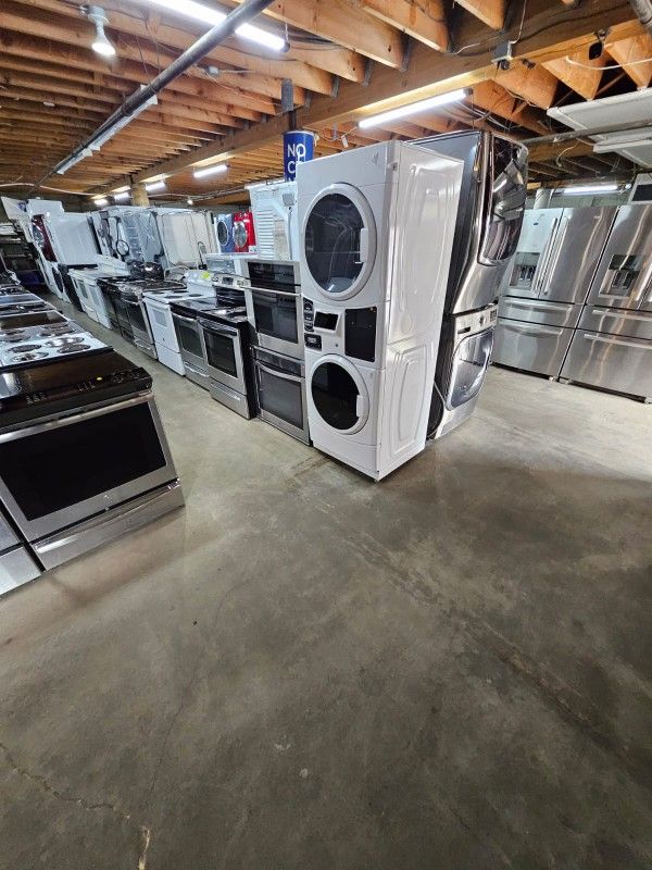 Blow Out Sale Warehouse Full Of Nice Like Brand New Refrigerators Oven Washer Dryer Stove Stackable Only 75for Financing 90day TO Pay