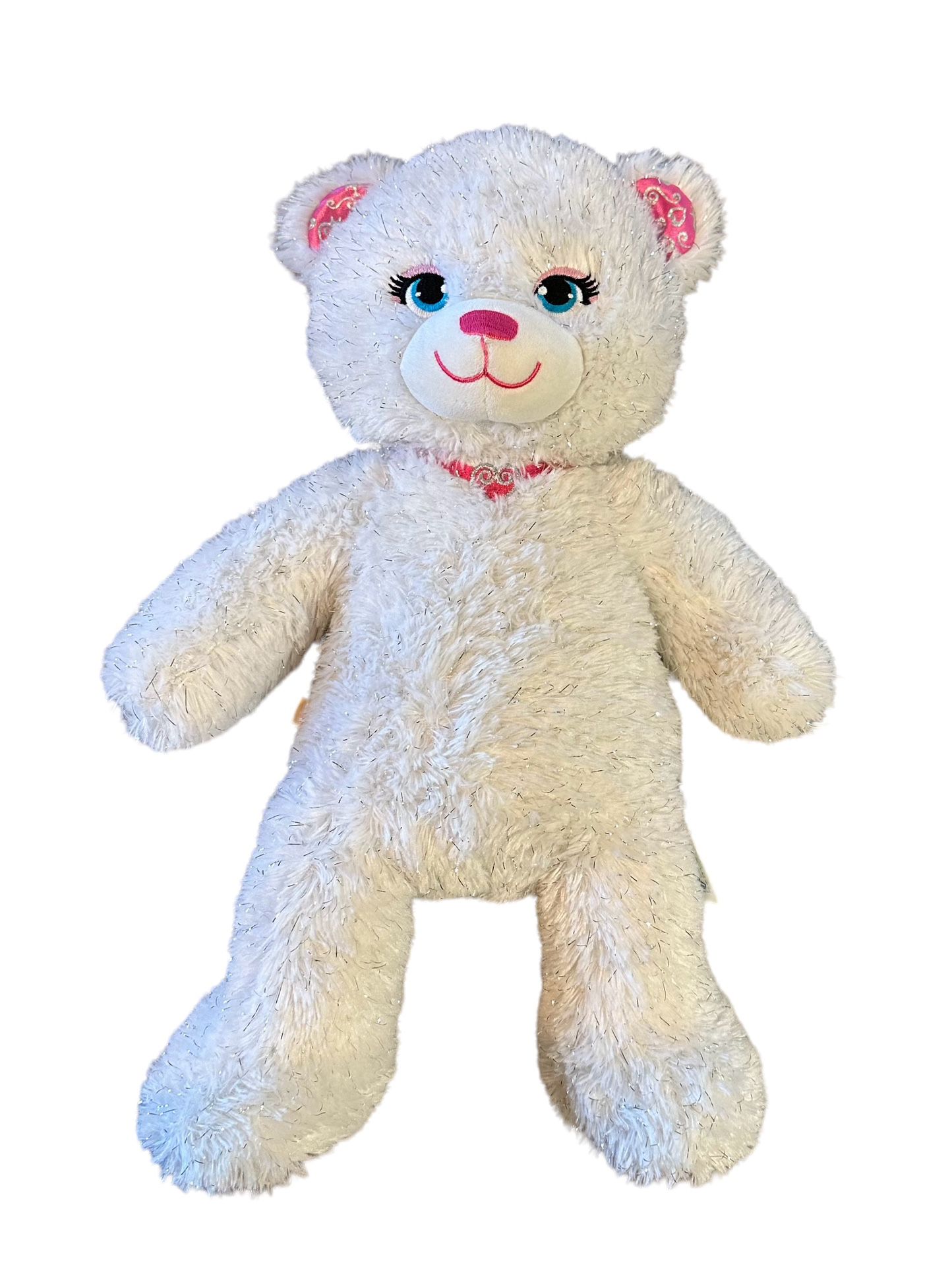 Build a Bear White Sparkly Pawrincess Teddy 17in. Stuffed Princess Toy Animal