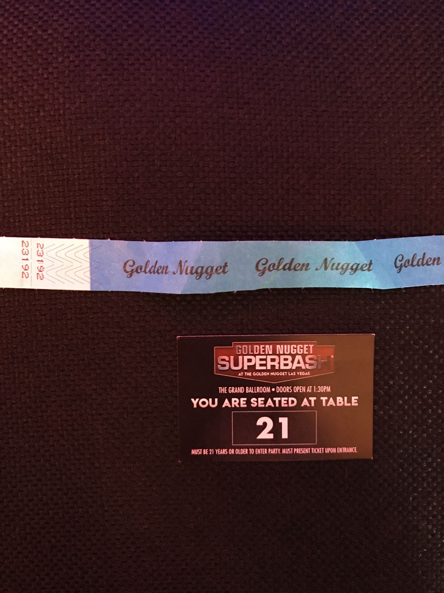 ONE wrist band for $100 for the 2019 Golden Nugget Super Bowl Party. This is entry for one table seat for the “Super Bash” in the showroom that is C