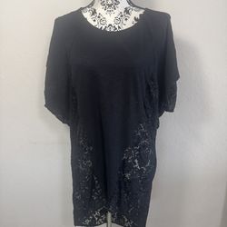 Victoria’s Secret Swimsuit Lace Cover-Up Black Oversized Sheer Size XS