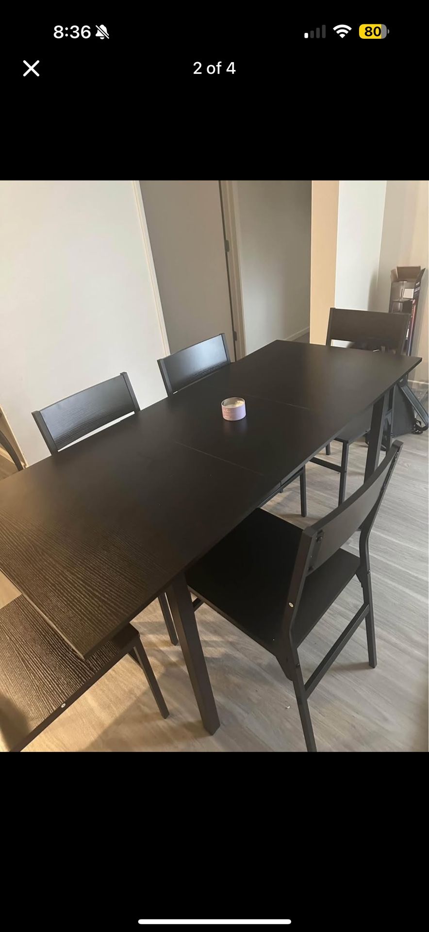 Black Dinner Table with 6 Chairs