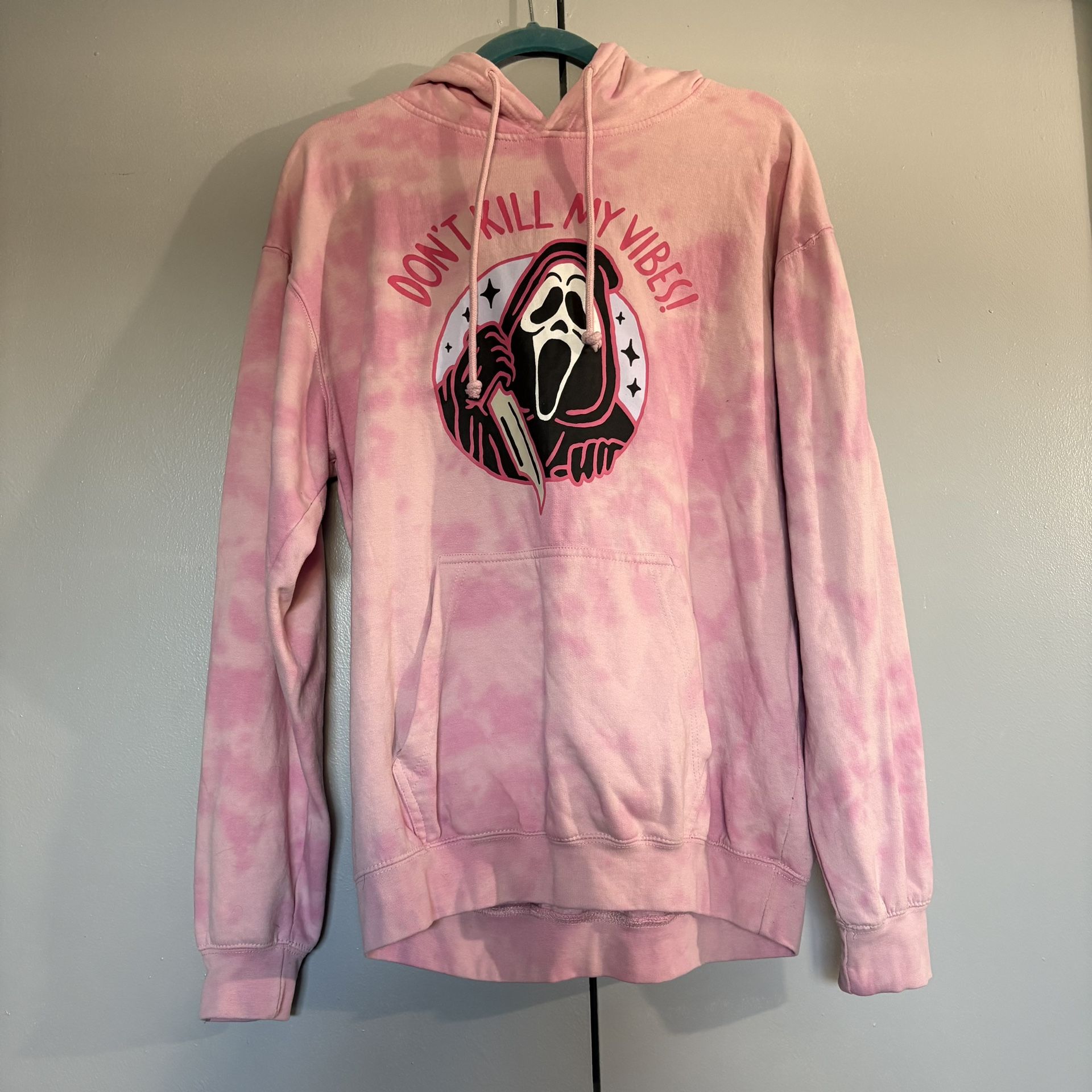 Ghost Face Pink Tie-Dyed Hoodie 