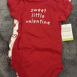 New with tags Hudson baby 3 bodysuits 6-9 months Valentine’s Day inspired 