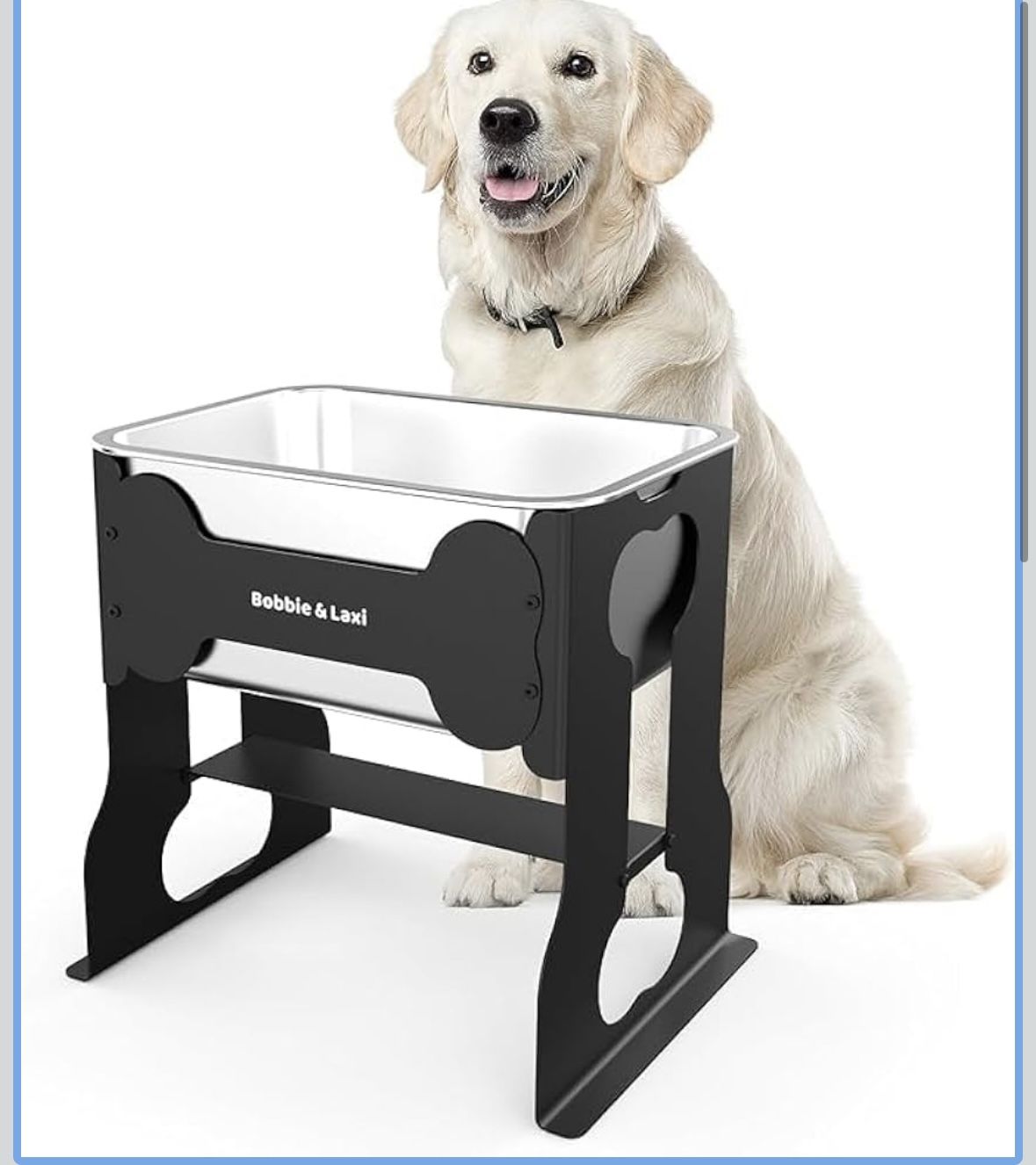 2.4 Gallon Elevated Large Dog Water Bowl,14" Raised Stainless Steel Bowl with Stand for Large Breed, Full Metal Dog Feeding Station for Relief Joint P