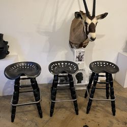 3 Black Barstools - 31” Tall - Industrial Style