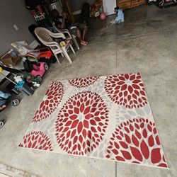 Rugshop Modern Floral Circles Design Easy Cleaning for Living Room,Bedroom,Home Office,Kitchen Non Shedding Area Rug 5' x 7' Red
