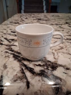 White Corelle Tea Cup Floral Pattern