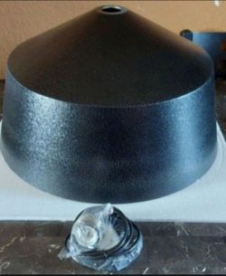 CHANDELIER VINTAGE FARMHOUSE BLACK PENDANT LIGHT, GOLD INTERIOR .