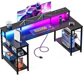 48”/55” PC Gaming Desk with RGB Lights & Power Station