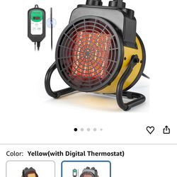 Greenhouse Heater with Digital Thermostat, 1500W Outdoor Space Heater, Overheat Protection & 3S PTC Fast Heating, Grow Tent Heater for Winter Plants, 