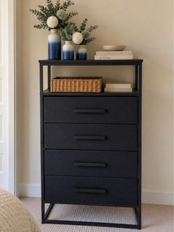Fabric drawer black dresser