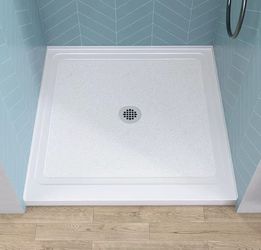 38 x 38 Alcove Shower Pan Base - Single Threshold, Center Drain - New