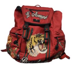 GUCCI Blind For Love Backpack Tiger Floral Embroidered Red Large Canvas Bag Mens Women’s NO Versace Louis Vuitton Rolex Chanel Hermes Dolce Gabbana Ac